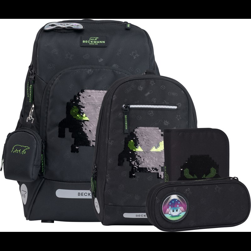 Beckmann Skoletaskesæt Active Air Pixel Sort/Sort 1