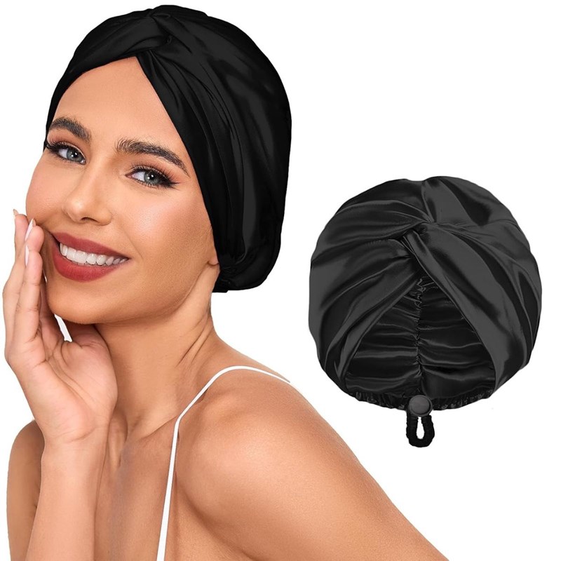 SOHO Turban Bonnet Satin  Sort 2
