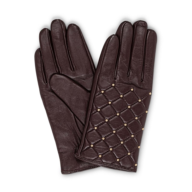 DAY ET Dame handske Q-Stud Brun Str L/XL