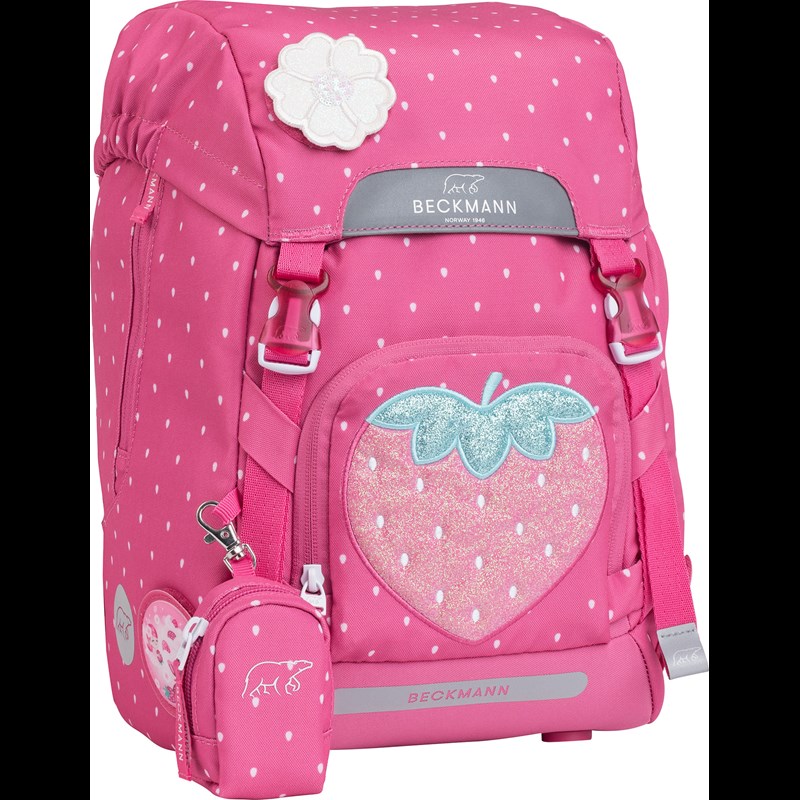 Beckmann Skoletaske Classic Strawberry Pink mønster 3