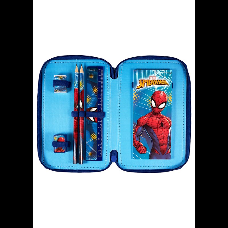 Spiderman Penalhus dobbelt med fyld Blå/rød 3