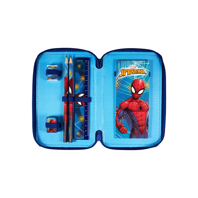 Spiderman Pennfodral dobbelt med innehål Blå/Röd 3