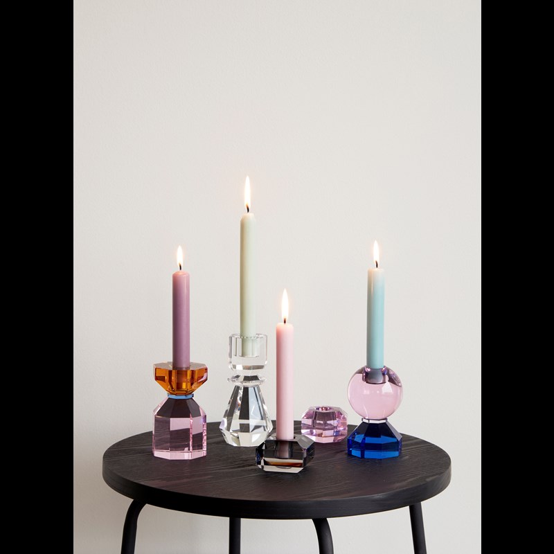 Hübsch Lysestage krystalglas Kobolt 3