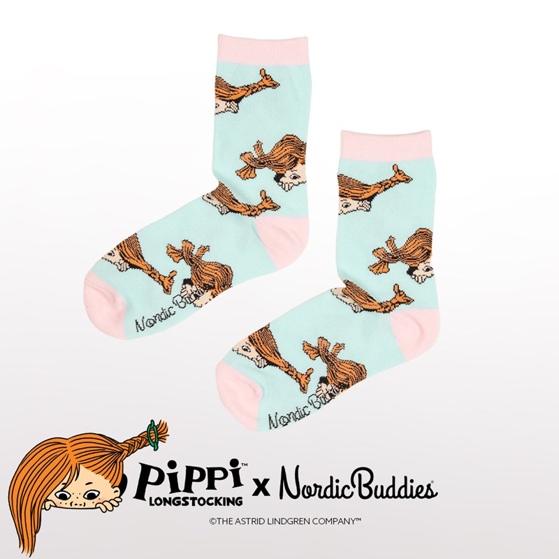 Nordic Buddies Damestrømpe Pippi  Blå Str. 36-42 5