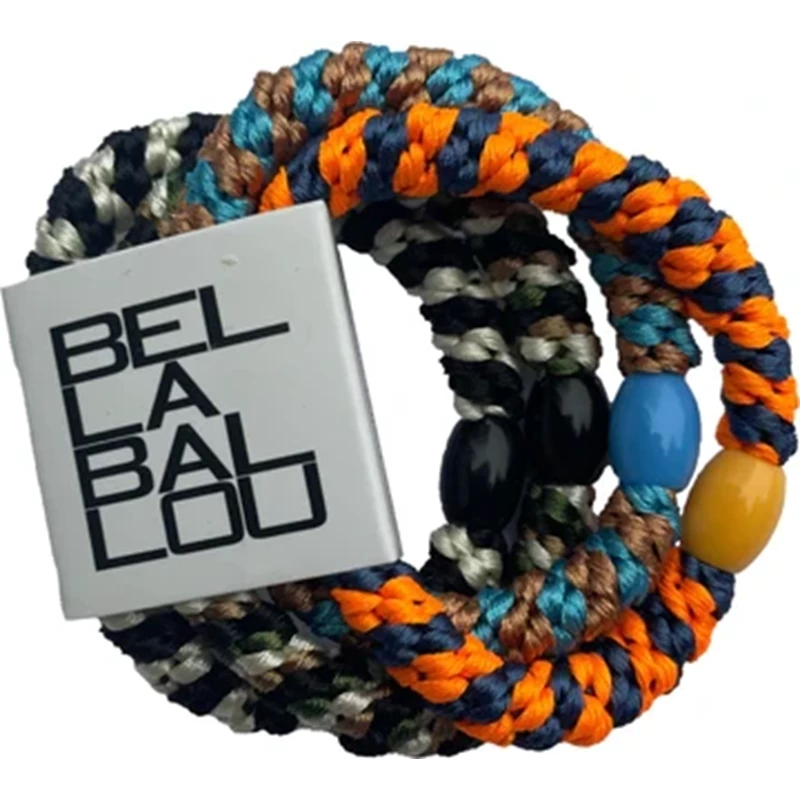 Bella Ballou Gummisnodd Funky Stripe 4-pack Grå svart/orange