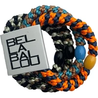 Bella Ballou Hårelastik Funky Stripes 4 stk Gråsort/ orange