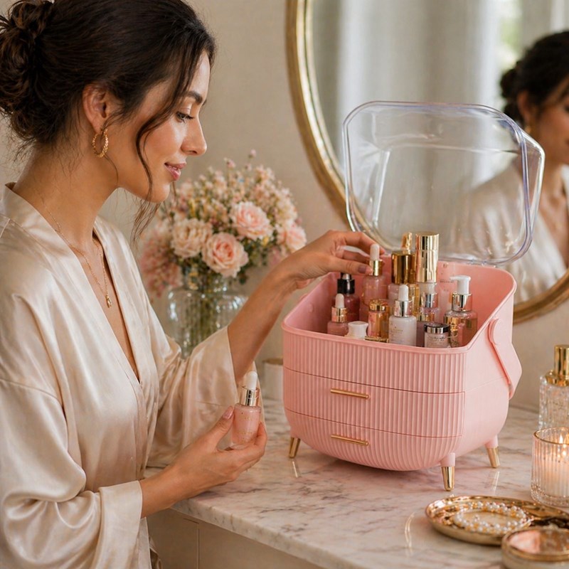 UNIQ Organizer makeupbox retro Rosa 3