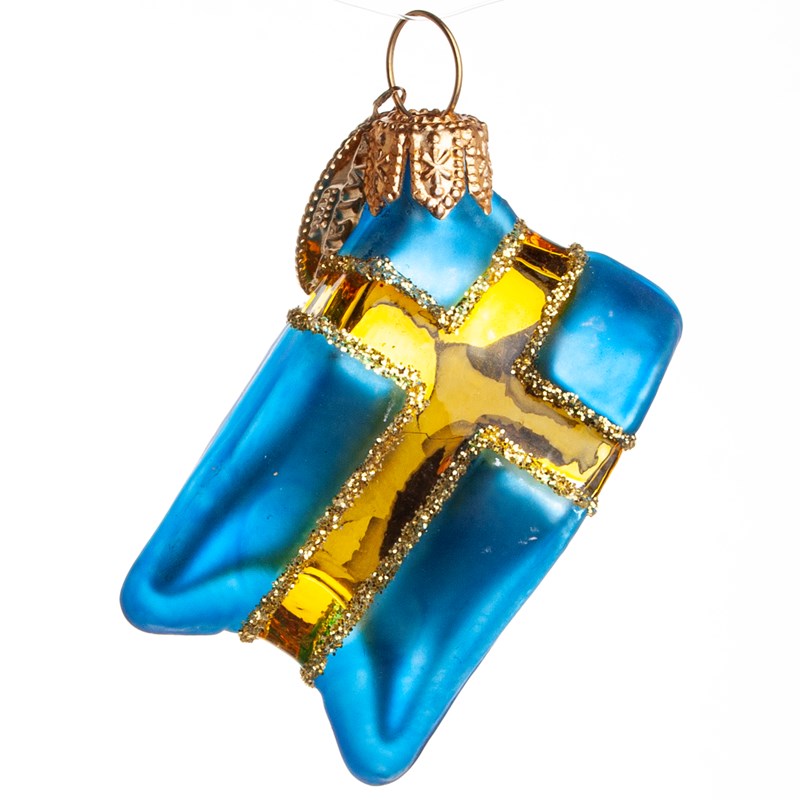Brink Nordic Julekugle Svensk Flag Blå m/ gul 3