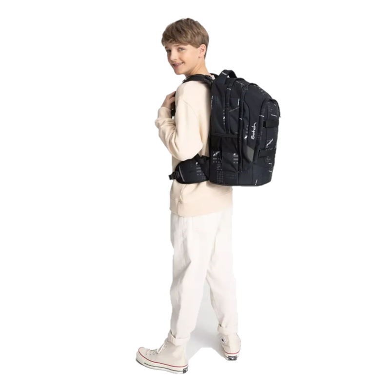 Satch Skoletaske Pack Ninja Matrix Sort/hvid mønster 2