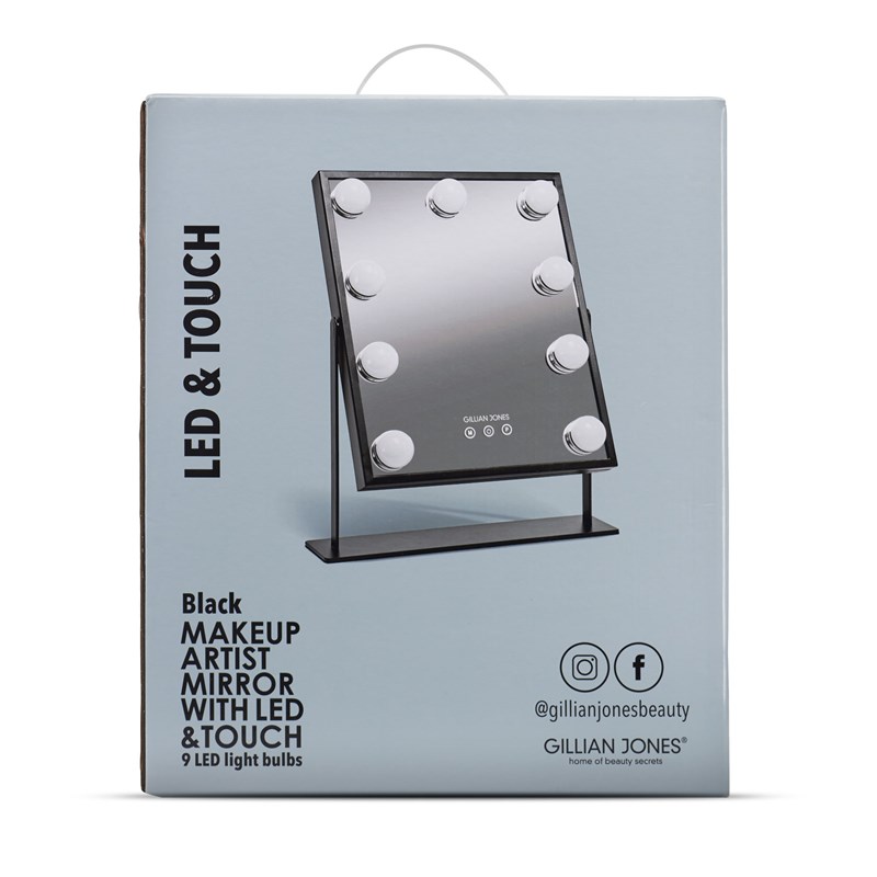Gillian Jones Spejl Hollywood med LED Pærer Sort 5