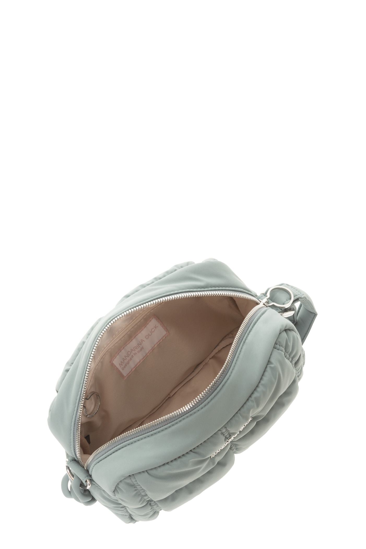 Mandarina Duck Damen Handtasche ‚Pillow Dream Crossover‘ – Gepolstert, Mit Kettengurt, Rosa Innenfutter