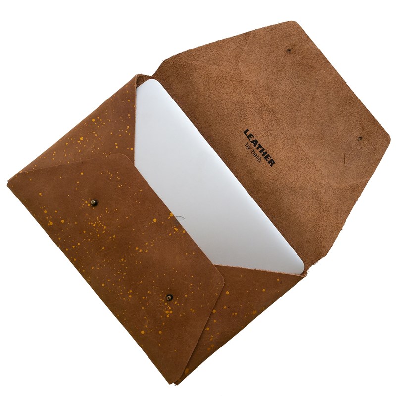 Leather by Beth Fashion MacBook Pro Air Sleeve Brun/Beige 14" 2