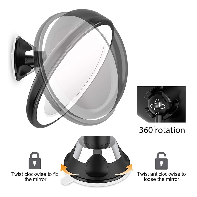 UNIQ Rund LED-spegel rund med sugko Svart 5