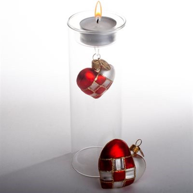 Brink Nordic Julekugle Flethjerte Rød/Hvid 2