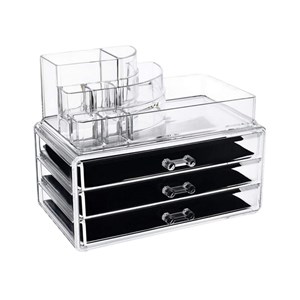 UNIQ Organizer makeup m/3 lådor Genomskinlig