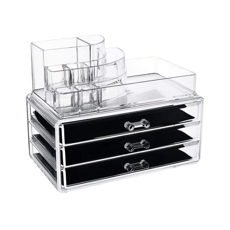 UNIQ Organizer makeup m/3 lådor Genomskinlig 1