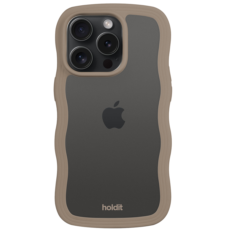 Holdit Mobilcover Wavy Transparent Mocca Brun iPhone 14 Pro 2