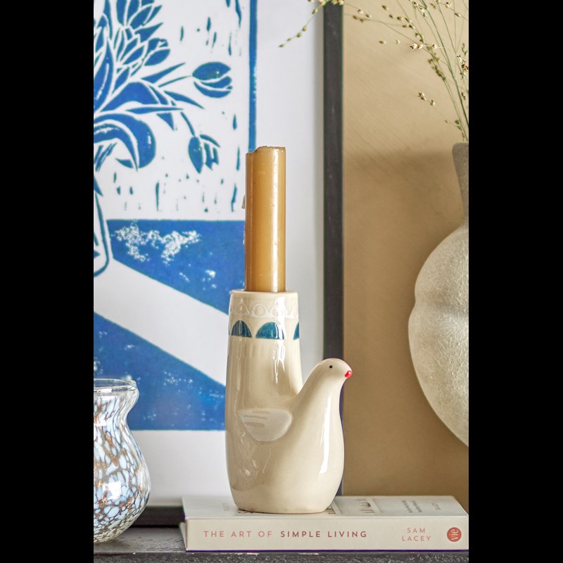 Bloomingville Ljusstake Trudy Beige rutig 2