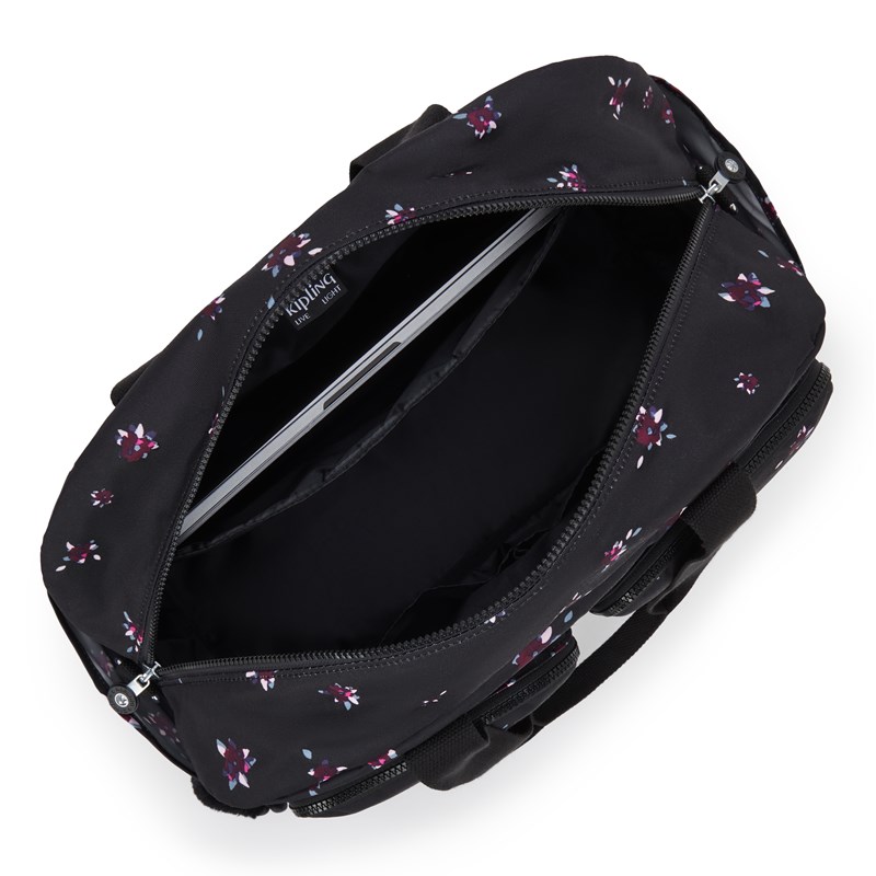 Kipling Sportväska Defea XL Svart/med blommor 15" 3