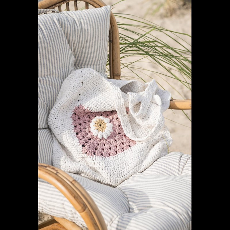 Ib Laursen Totebag Virkad väska Blomma Creme 3