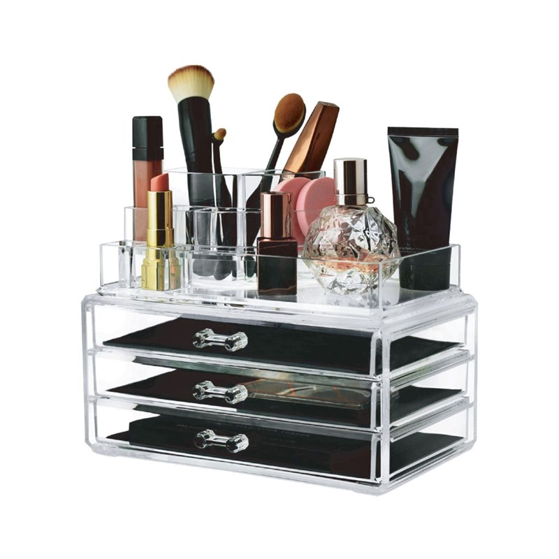 UNIQ Organizer makeup m/3 lådor Genomskinlig 2