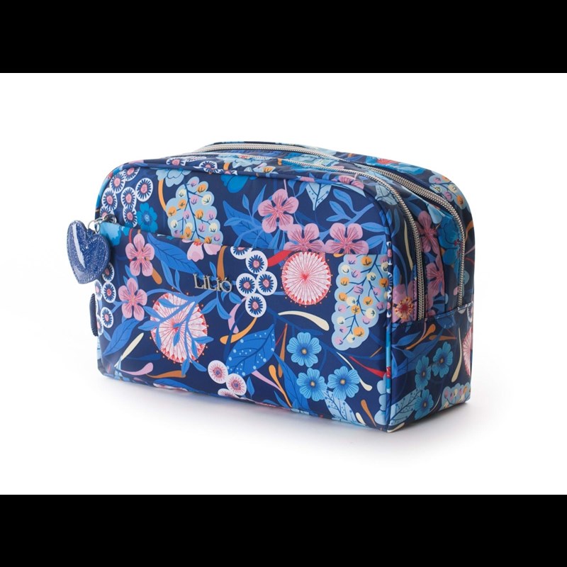 Lilió Toilettaske Cosmetic Blå m/blomst 2