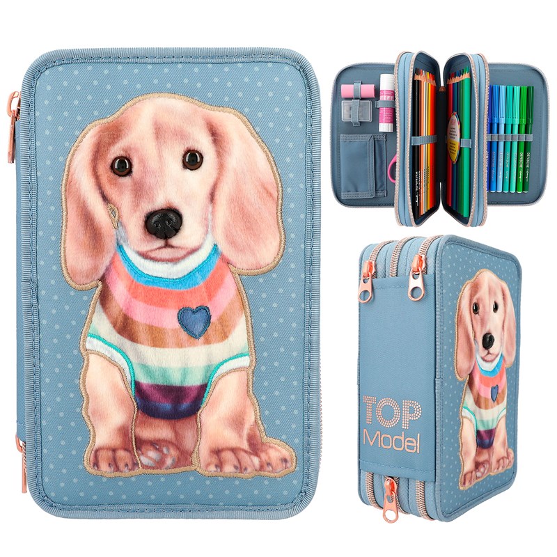 TOPModel Penalhus 3-lags Hund Blå 1