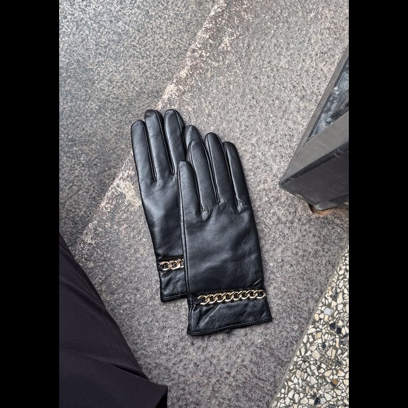 Depeche Damehandske  Sort/Guld Str 7 3