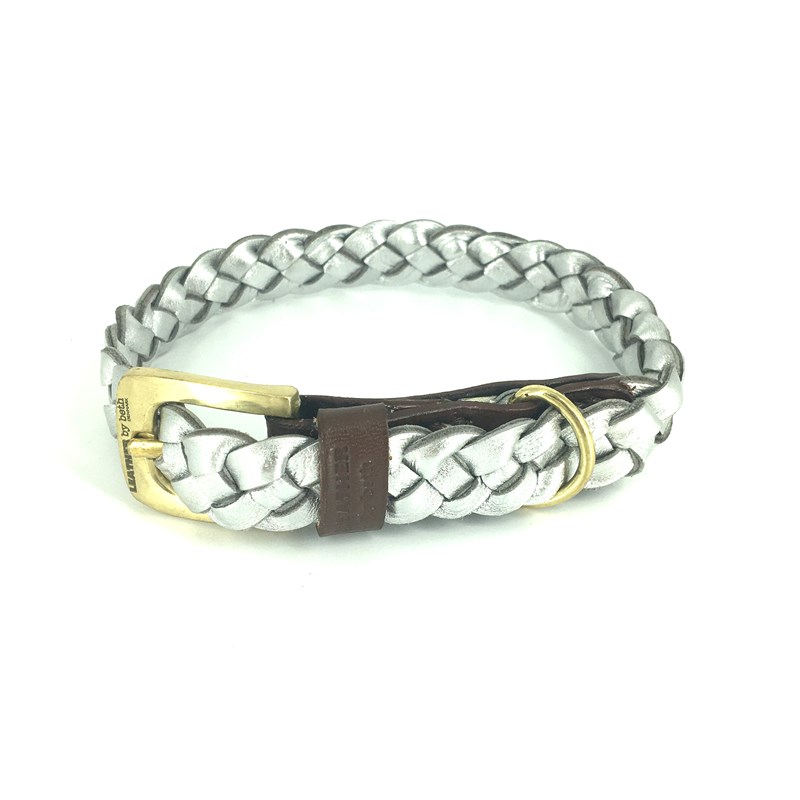 Leather by Beth Hundehalsbånd Miniflet Sølv Str S 1