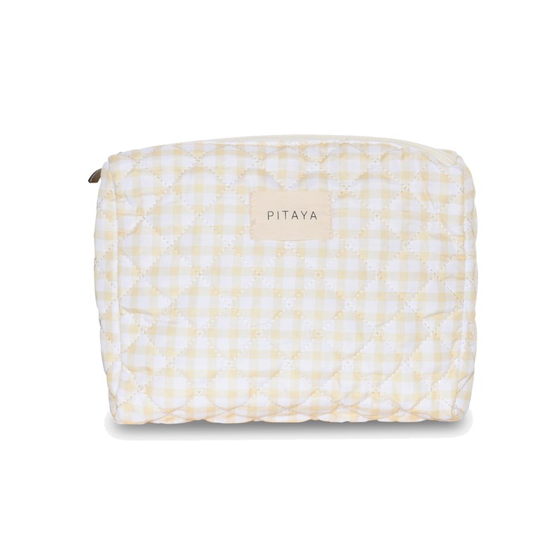 PITAYA Kosmetikapåse M Yellow Check Wit/gul