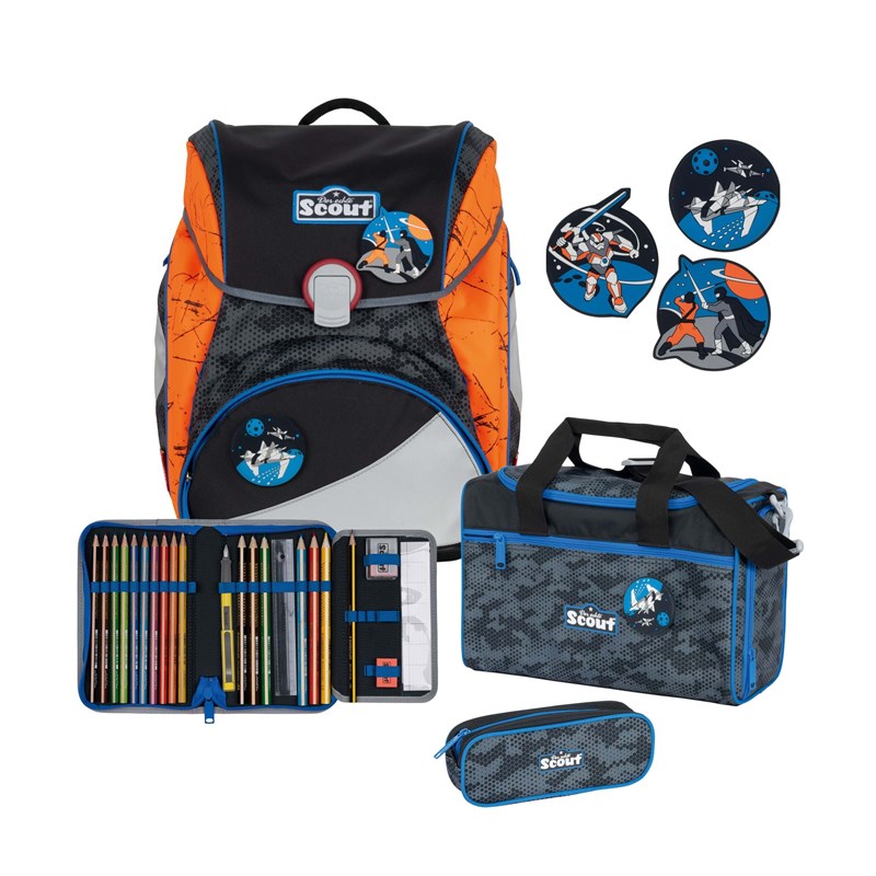 Scout Skoletaskesæt Alpha Stj.Kriger Sort/Orange 1