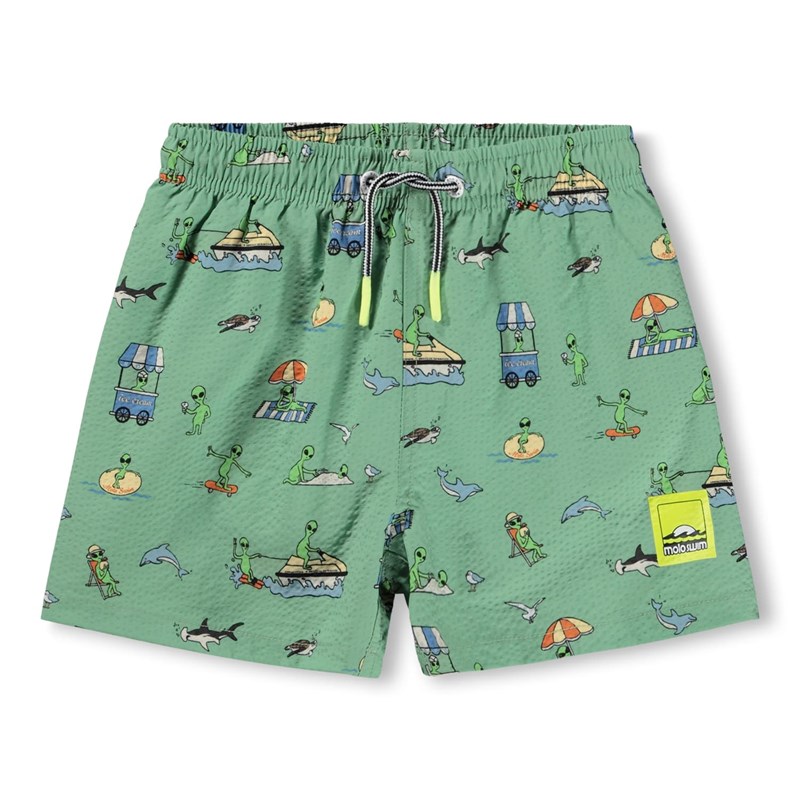 Molo Badeshorts Niko UV 50+ Grönt mönster Str. 98-104 1