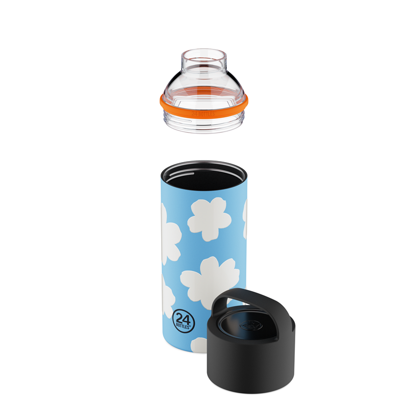 24Bottles Drikkeflaske Spin Bottle Blå m/hvide prikker 2