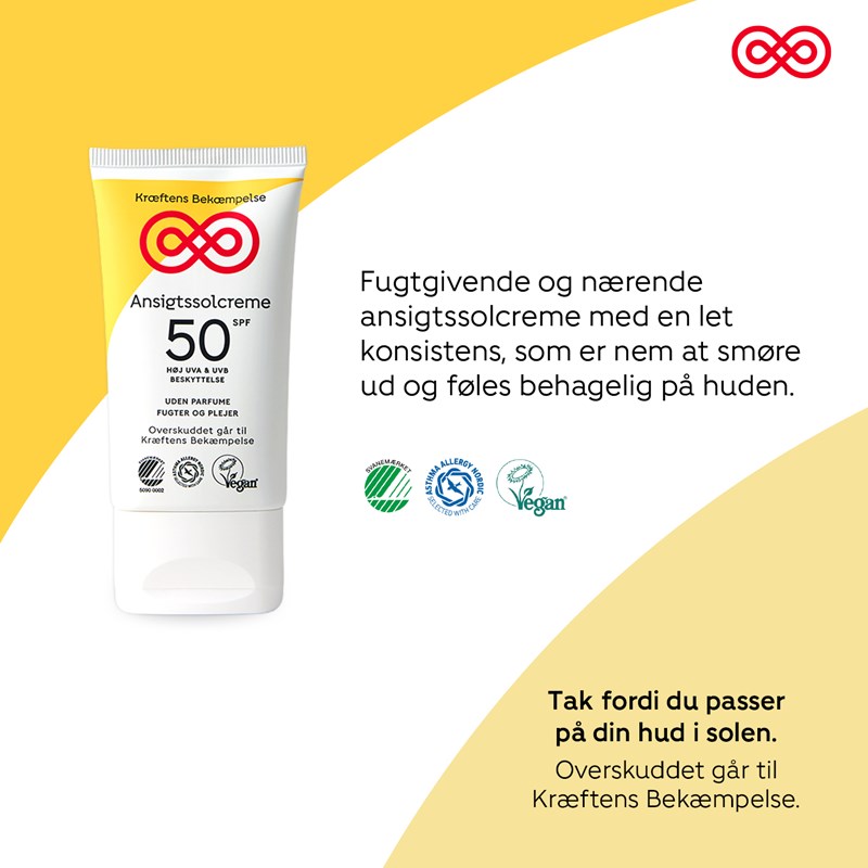 Kræftens Bekæmpelse Ansigtssolcreme SPF50 Hvid 6