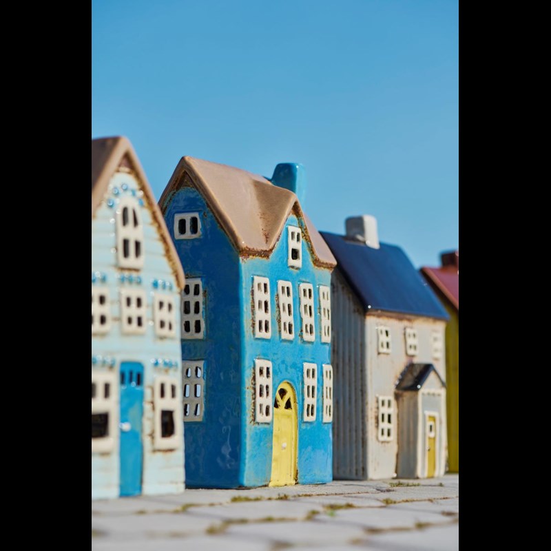 Ib Laursen Ljusstake Hus Nyhavn Blå med gul 4