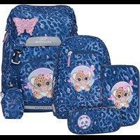 Beckmann Skoletaskesæt Classic Cheeta Blå