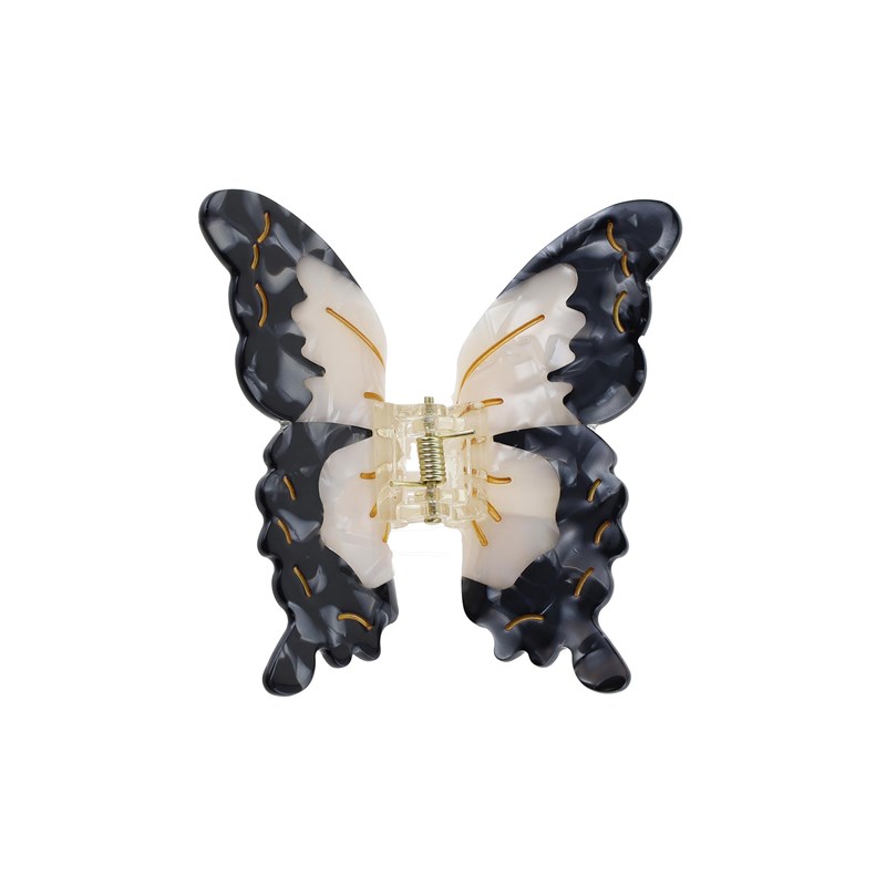 By Stær Hårklämma Papilio Fjäril Vit/Svart 1