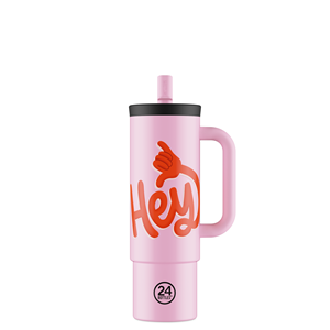 24Bottles Termosmugg Straw Cup Rosa mönstrad