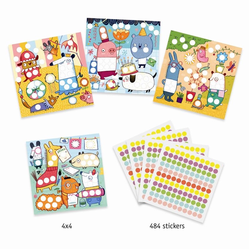 DJECO Klistermærker Farvede prikke Multi 3