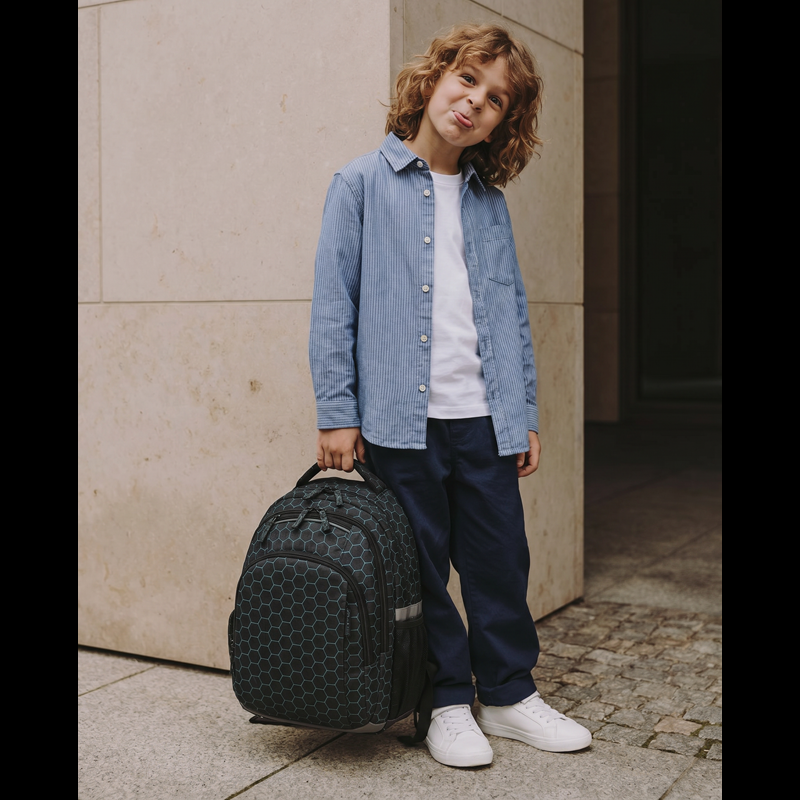Grow Skoletaske ClassMate Grå/grøn 9