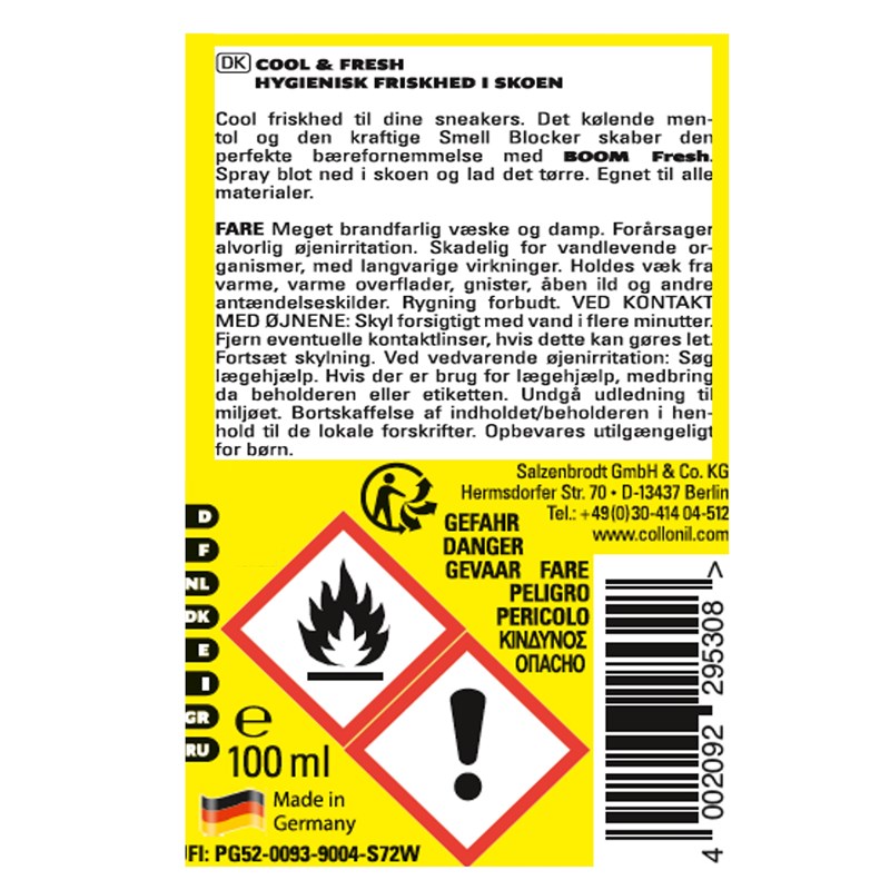 Collonil Sneakerdeo Boom Fresh 100ML Gul/Svart 3