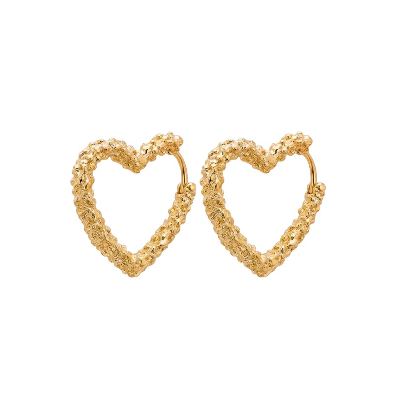 Winther Studio Øreringe Hoops Heart Guld 3