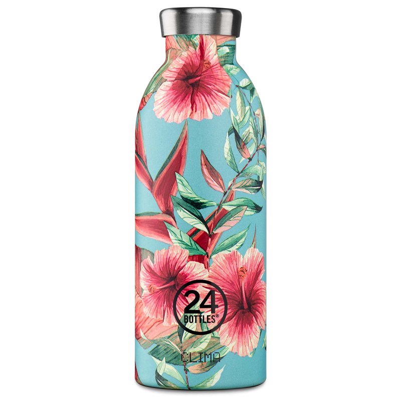 24Bottles Termoflaske Clima Bottle Blå m/blomst