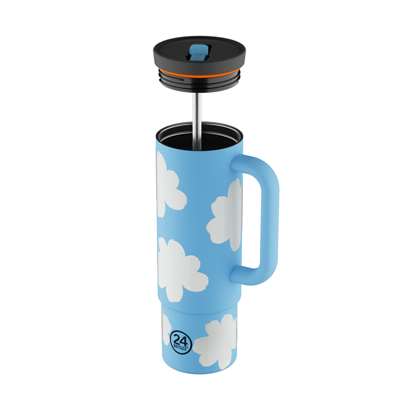 24Bottles Termokop Straw Cup Blå m/hvide prikker 2