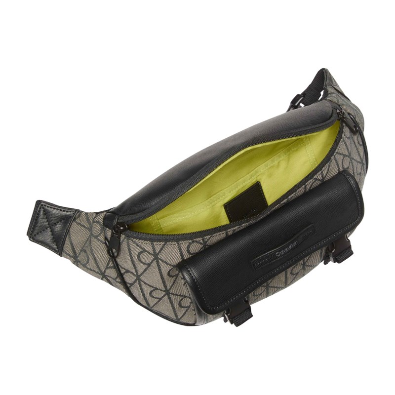 Calvin Klein Bältesväska Emblem Jacquard Svart/Beige 2