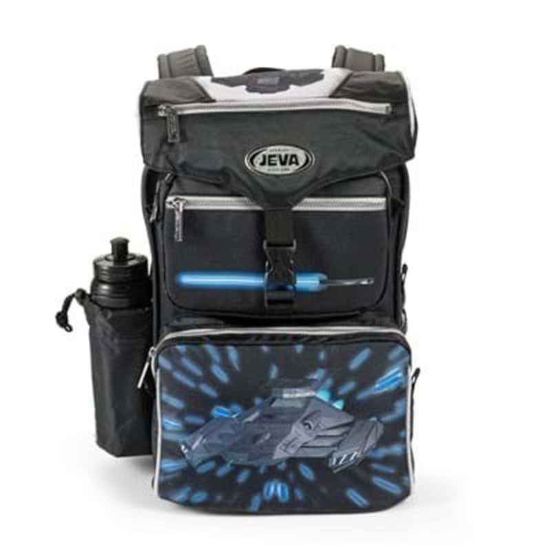 JEVA Skoletaske Beginners Sort/grå/blå 2