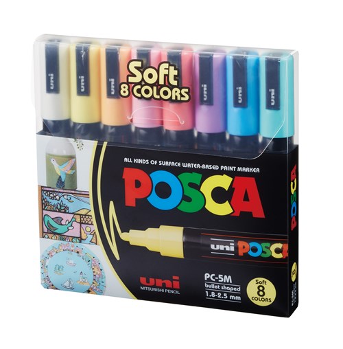 Tusser POSCA PC-5M 8-sæt