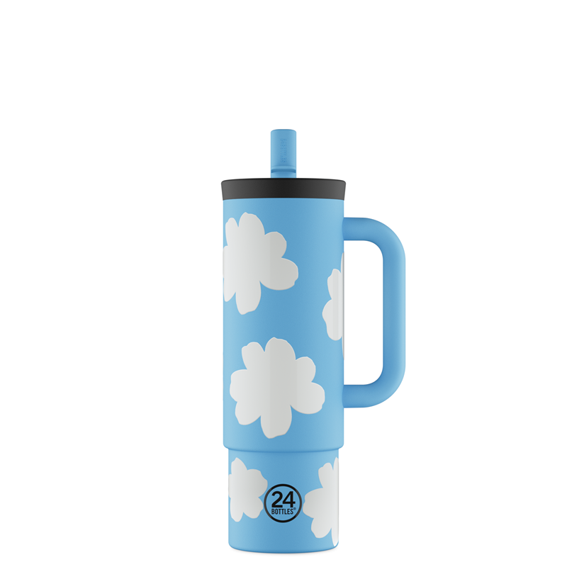 24Bottles Termokop Straw Cup Blå m/hvide prikker 1