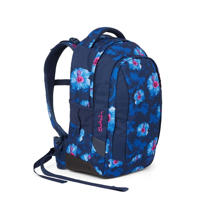 Satch Skoletaske Sleek Waikiki Blue Blå m/blomst 2