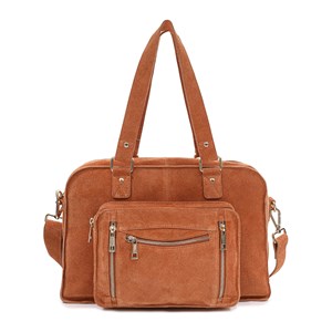 Núnoo Skuldertaske Mille Suede 15" Caramel